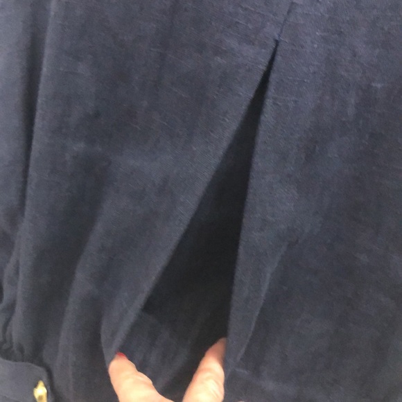 CACHÉ 💯% LINEN NAVY BLUE JACKET • GOLD BUTTONS • RHINESTONE TRIM • Sz L - Picture 10 of 15